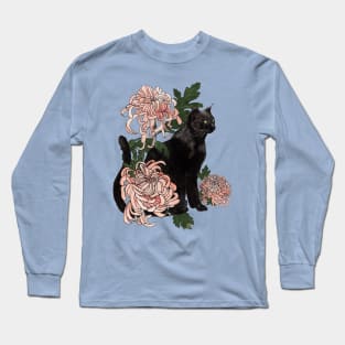 Eutierria (Cat with Chrysanthemums) Long Sleeve T-Shirt